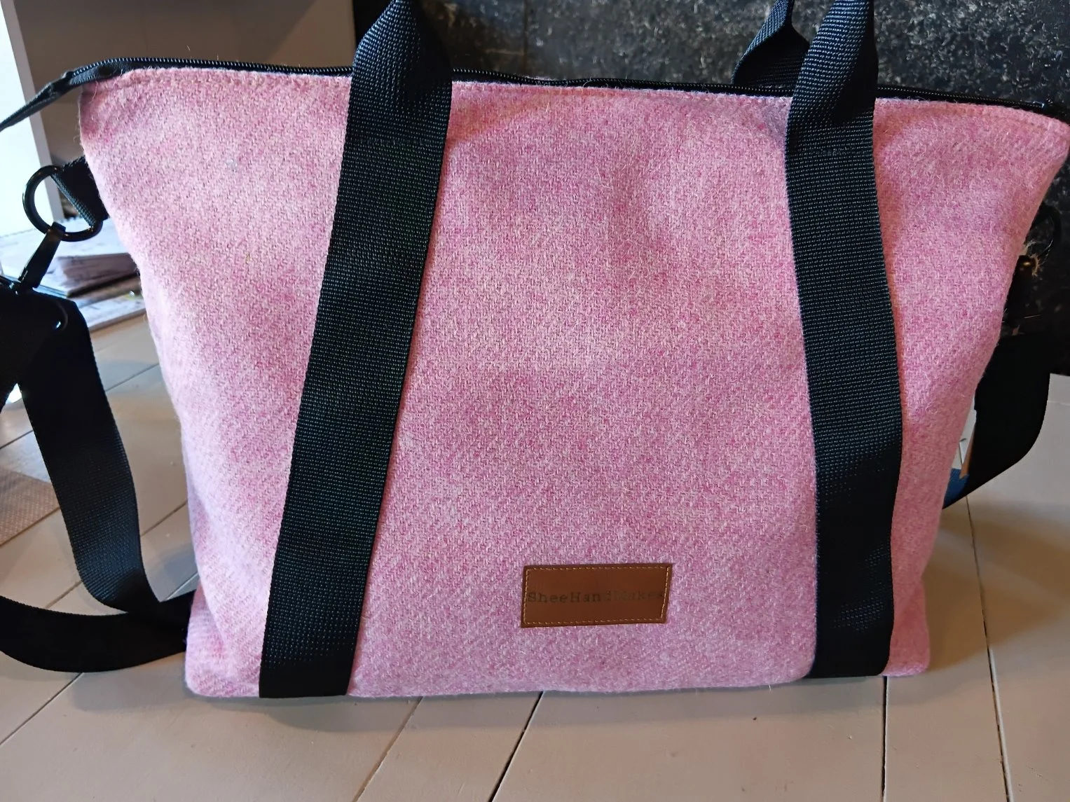 Large Harris Tweed® Tote Bag - Pink 3