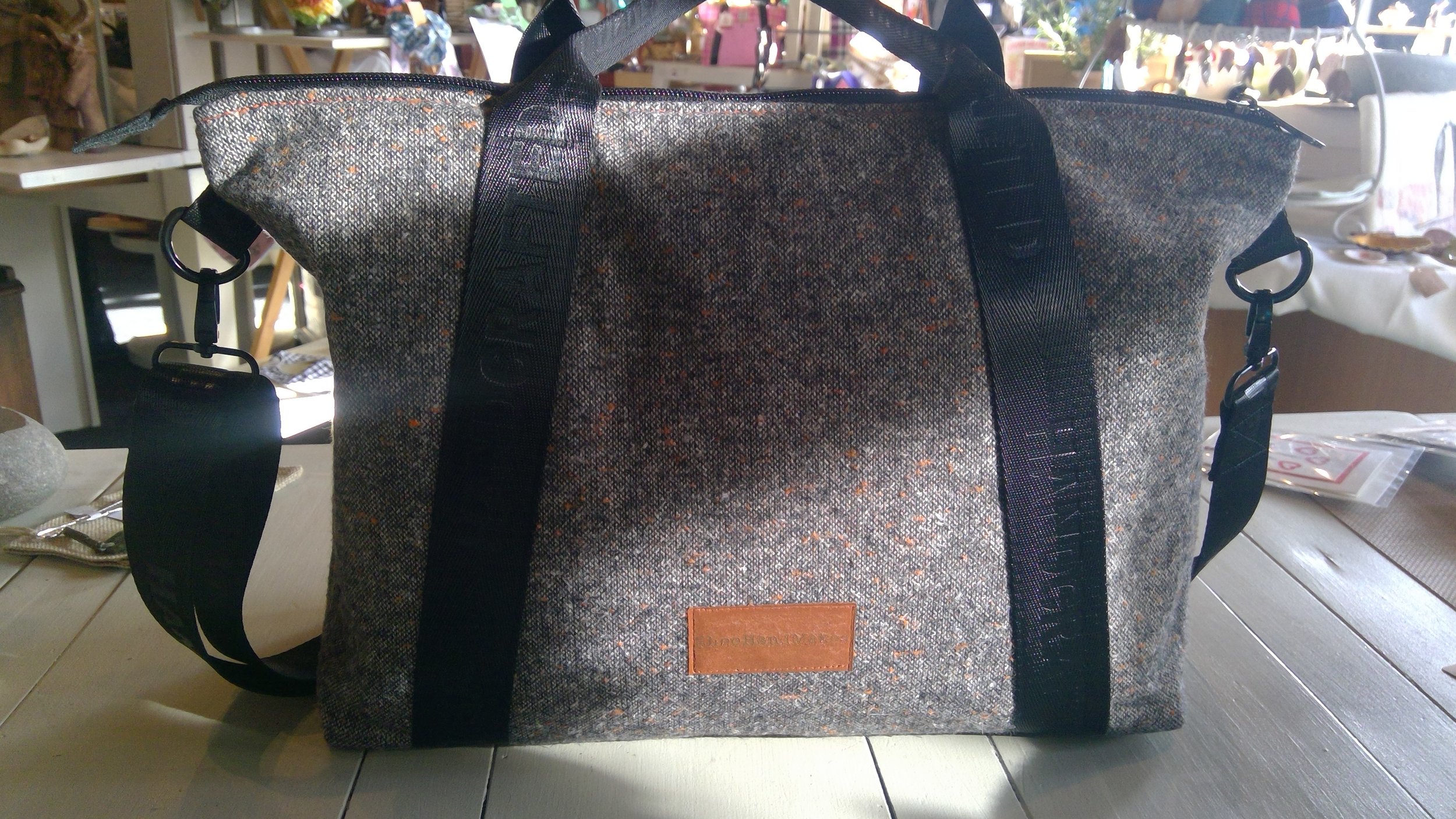 Large Harris Tweed® Tote Bag - Flecky & Orange