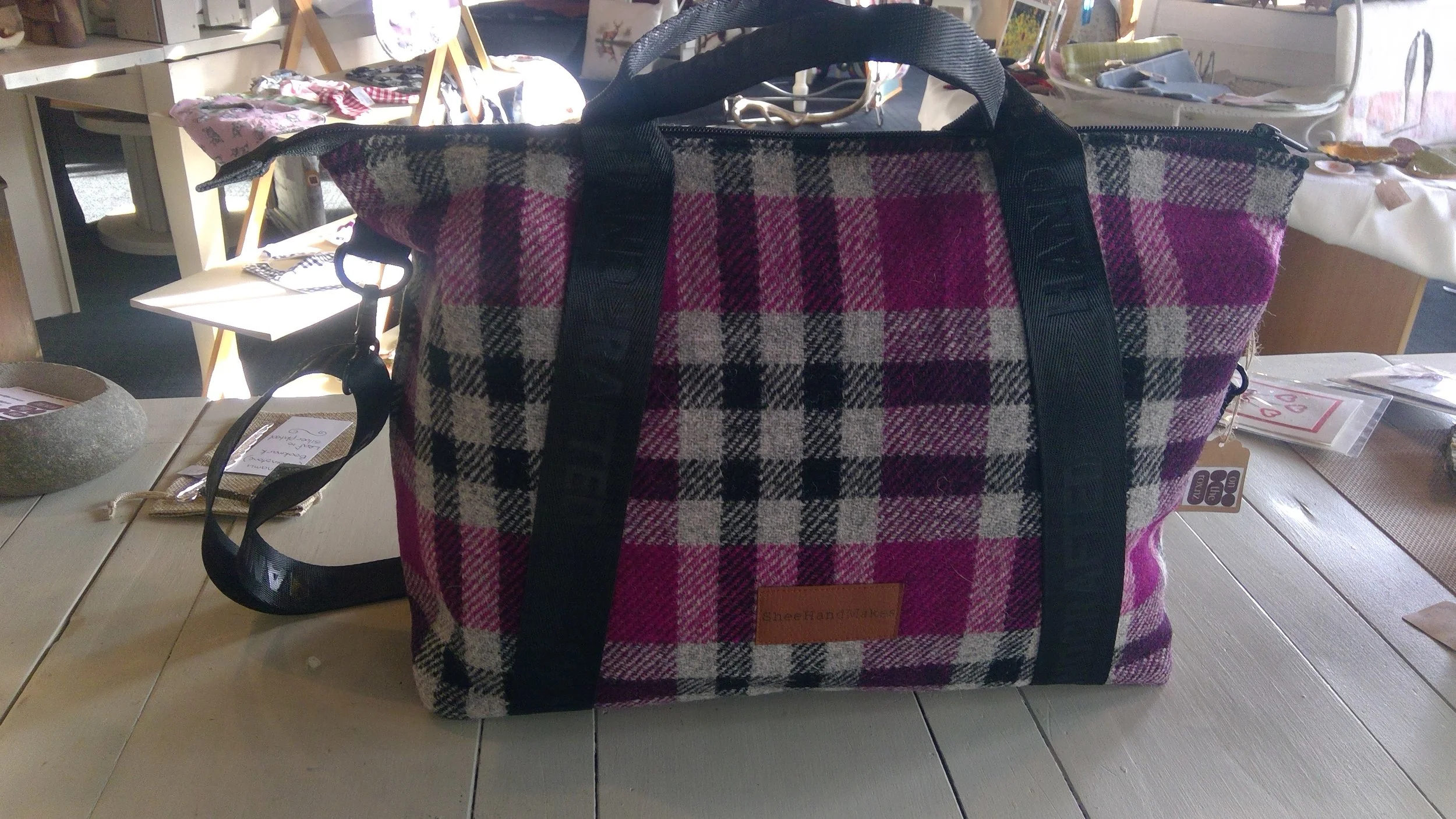 Large Harris Tweed® Tote Bag - Purple Check