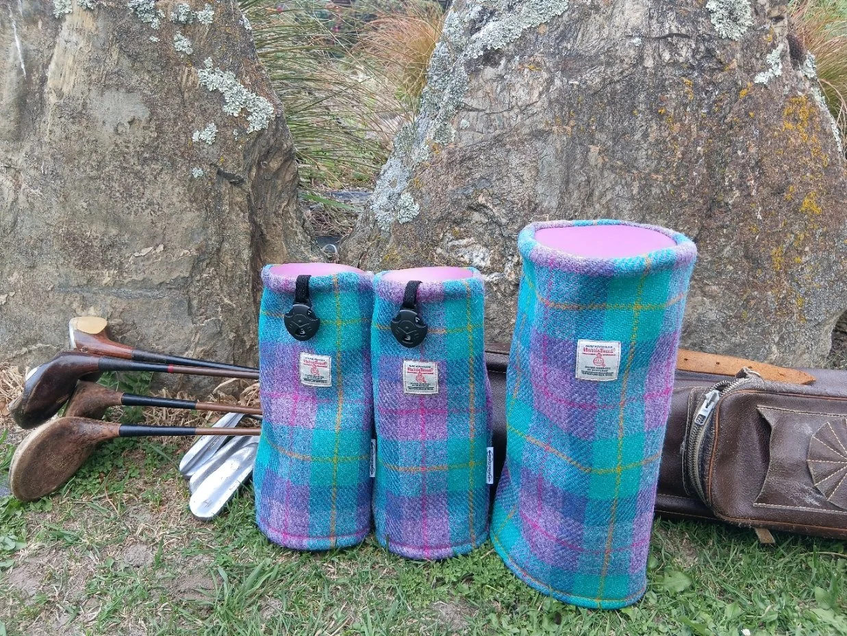 Harris Tweed® Golf Club Head Covers - Pink Tartan