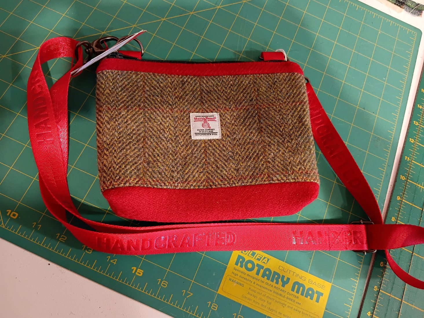Harris Tweed® Crossbody Bag - Red & Brown Overcheck