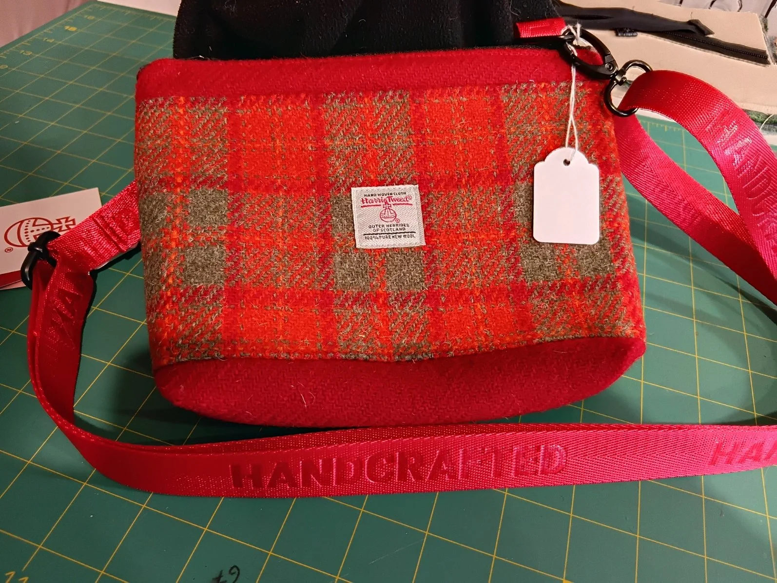 Harris Tweed® Crossbody Bag - Red & Orange Tartan