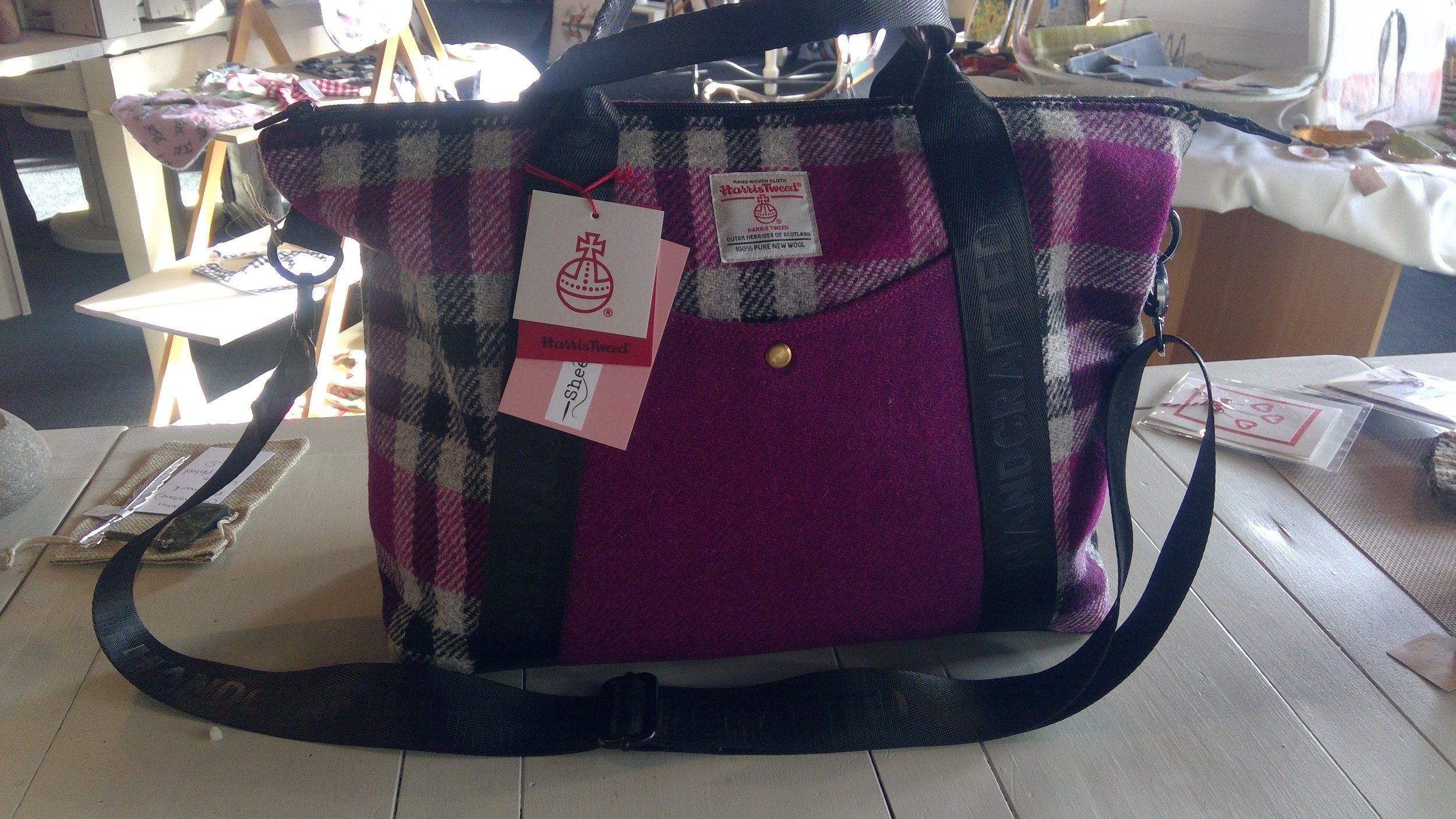 Large Harris Tweed® Tote Bag - Purple Check