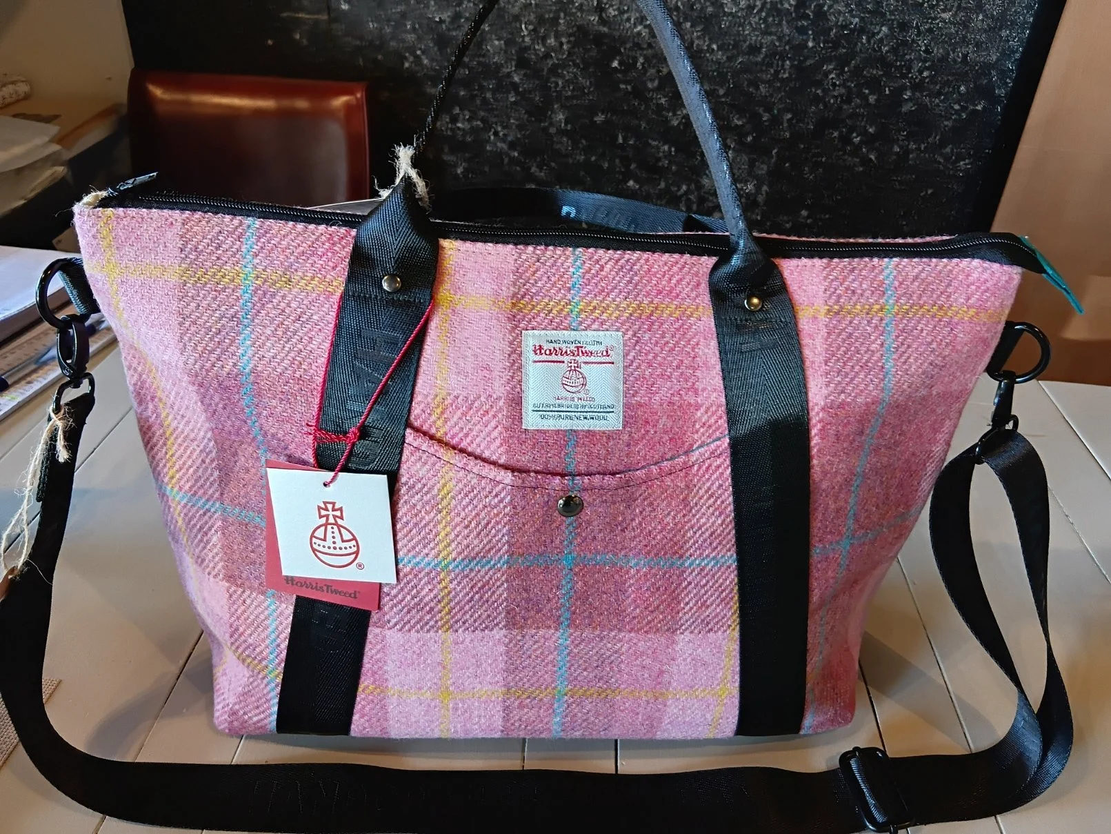 Large Harris Tweed® Tote Bag - Pink 2