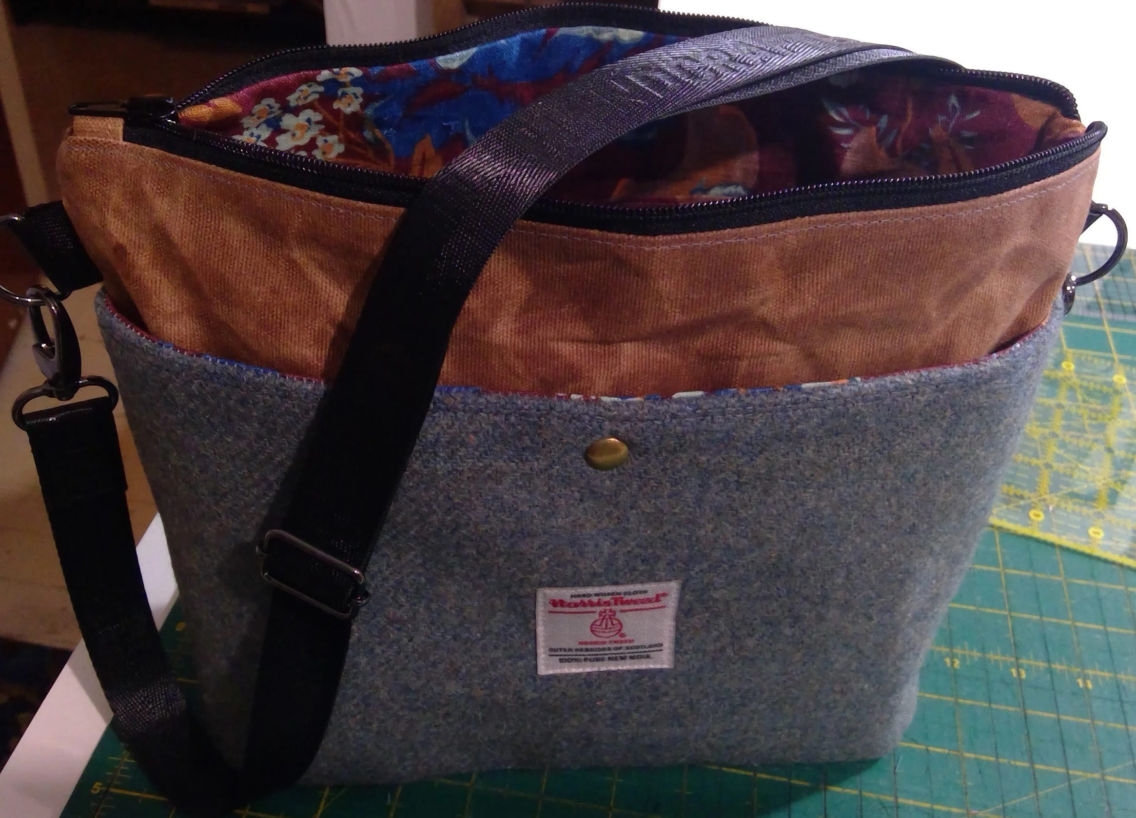 Harris Tweed® Tote Bag - Blue & Tan